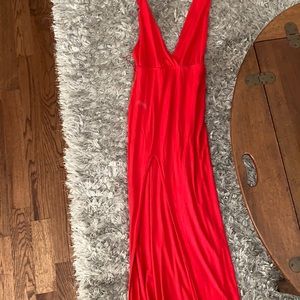 Red, super down formal dress size M with slit